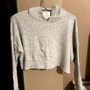 Aerie cropped long sleeve hoodie.  Light gray.  Size small. Very soft